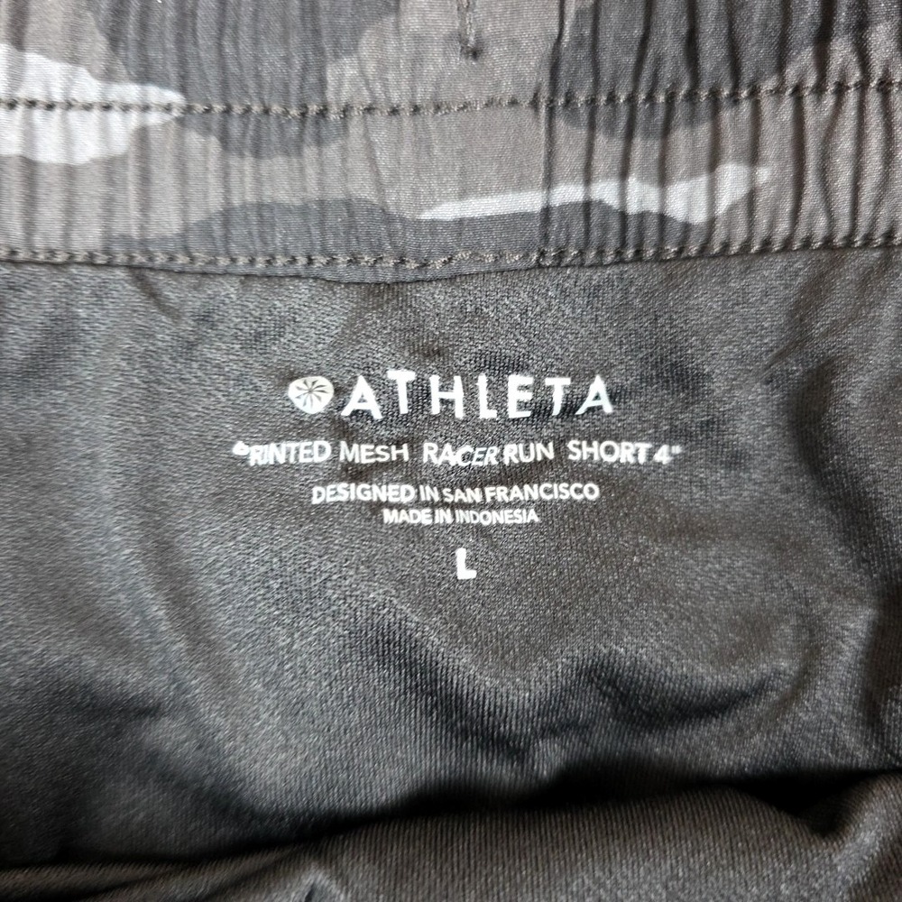 Athleta Shorts Womens Large Black Camo Printed Mesh Racer Run Lined Running 4 In - Picture 2 of 13